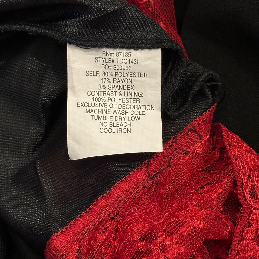 Y2K Ruby Rox Dress Black Red Lace Ruched Strapless 9 - Picture 8 of 9